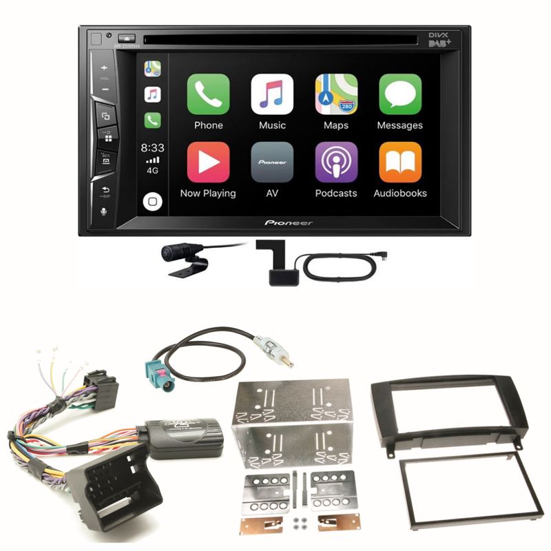 Pioneer AVH-Z3200DAB Carplay Bluetooth Einbauset für Mercedes CLK W209 Facelift