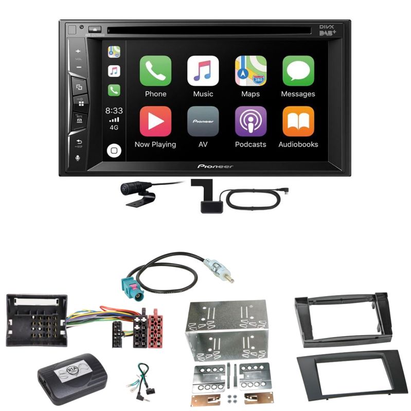 Pioneer AVH-Z3200DAB Carplay Bluetooth DAB Einbauset für Mercedes W211 CLS W219