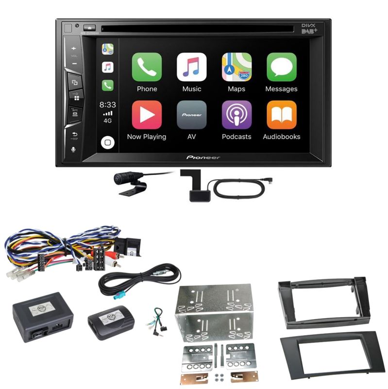 Pioneer AVH-Z3200DAB Carplay Bluetooth DAB Einbauset für Mercedes W211 CLS W219