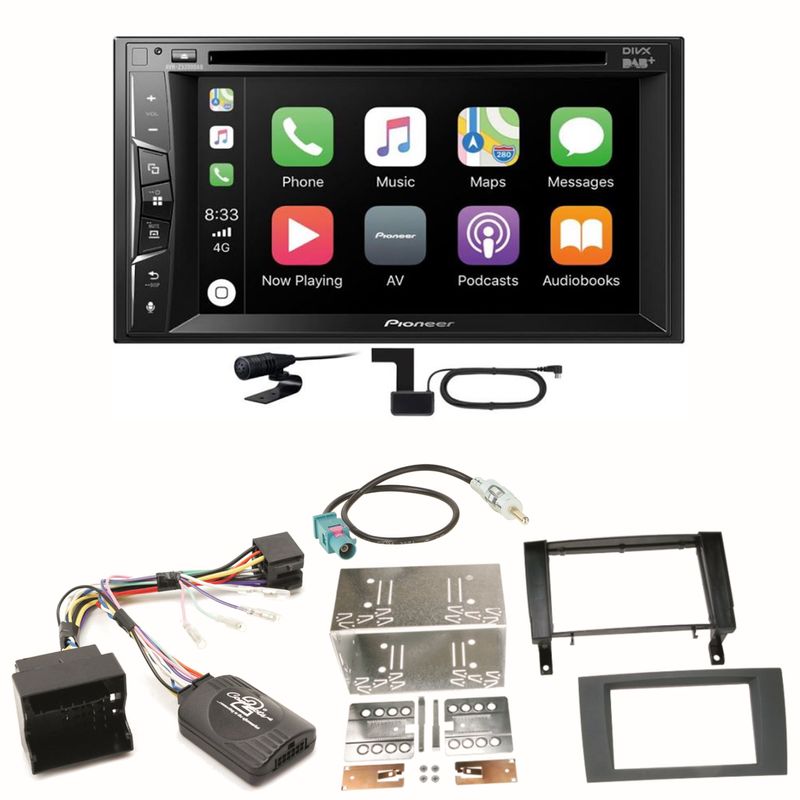 Pioneer AVH-Z3200DAB Carplay Bluetooth Einbauset für Mercedes SLK R171 ab 2008
