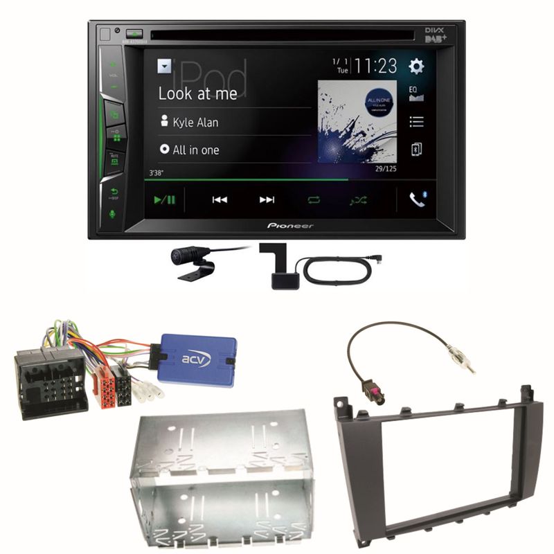 Pioneer AVH-A3200DAB Bluetooth Einbauset für Mercedes C-Klasse W203 CLC CL203 S203 Pioneer AVH-A3200DAB Bluetooth Einbauset für Mercedes C-Klasse W203 CLC CL203 S203