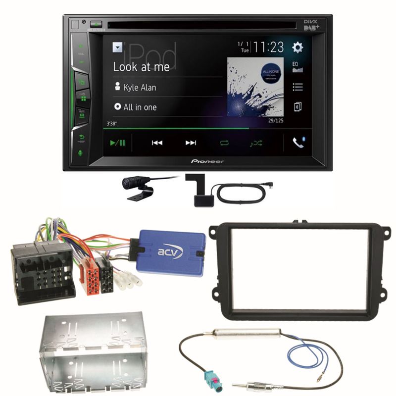 Pioneer AVH-A3200DAB Bluetooth DAB CD Einbauset für Seat Alhambra Altea XL Leon