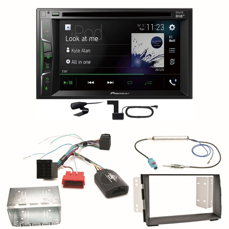 Pioneer AVH-A3200DAB Bluetooth Digitalradio CD MP3 Einbauset für Kia Venga