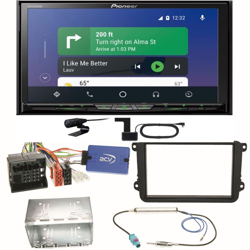 Pioneer AVH-Z9200DAB Android Auto Einbauset für Seat Alhambra Altea XL Leon