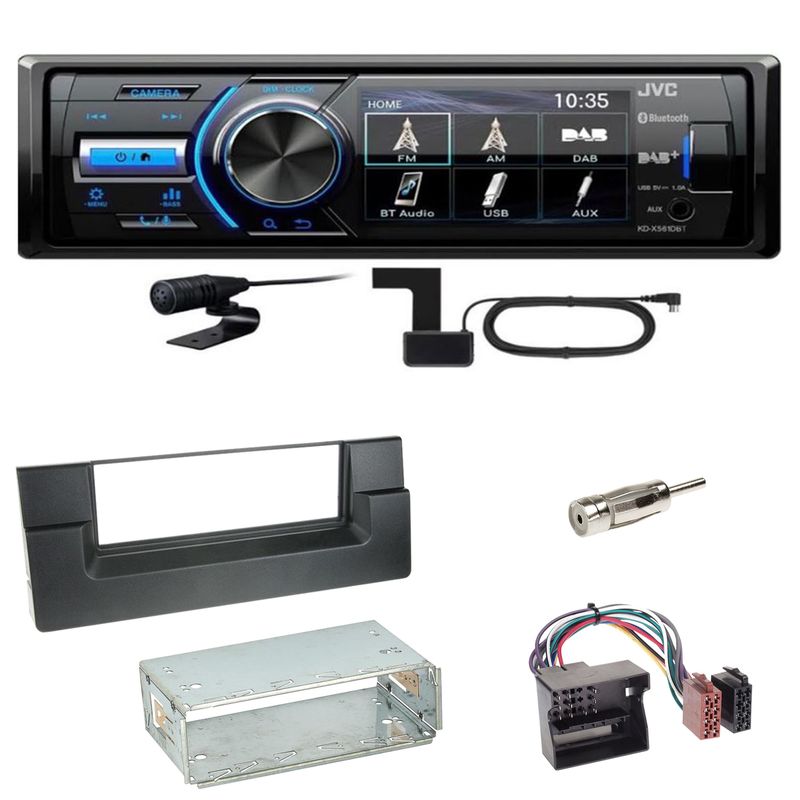 JVC KD-X561DBT Digitalradio Bluetooth USB Einbauset für BMW 5er E39 ab 10/2000