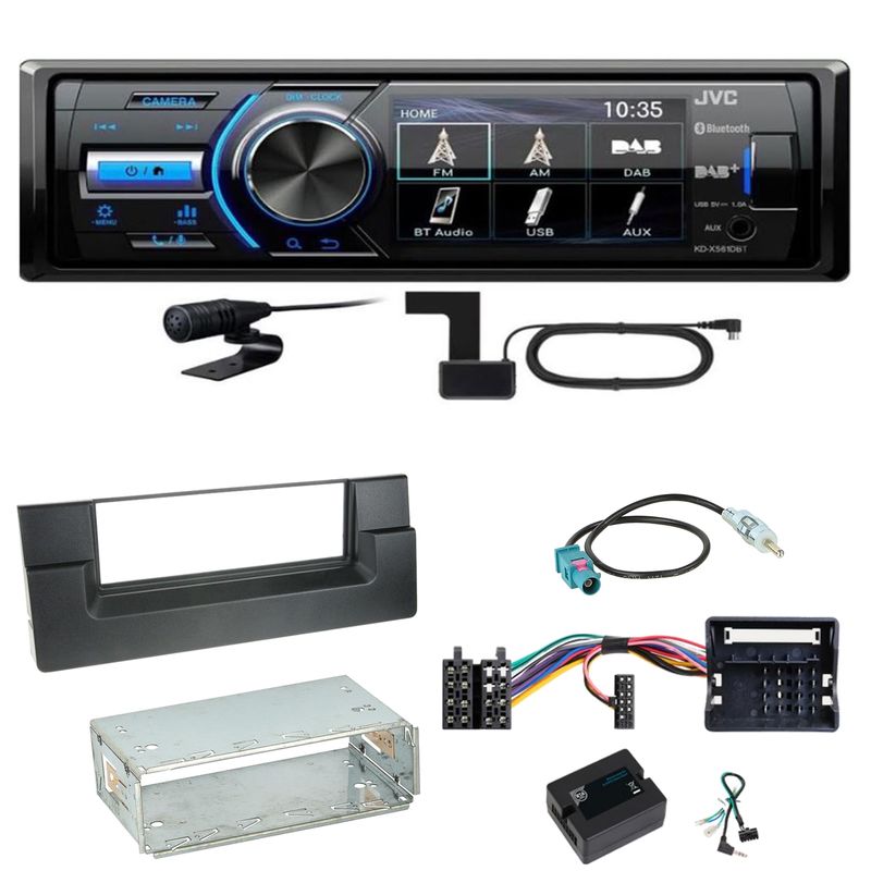JVC KD-X561DBT Digitalradio Bluetooth USB Einbauset für BMW 5er E39 ab 10/2000