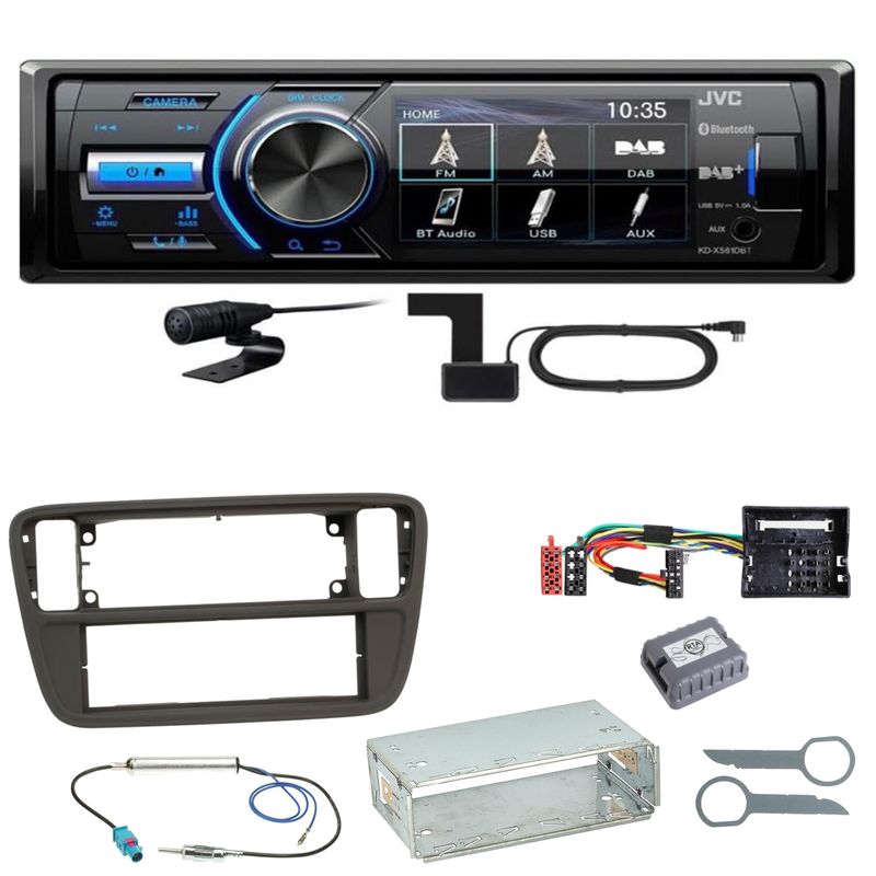 JVC KD-X561DBT Digitalradio Bluetooth USB Einbauset für Up Seat Mii Skoda Citigo
