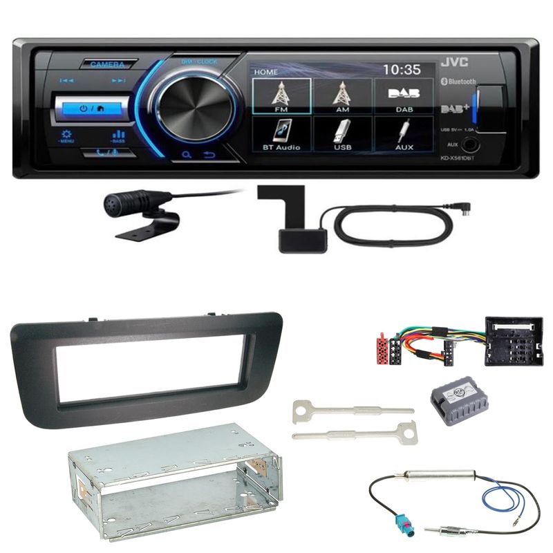 JVC KD-X561DBT Digitalradio Bluetooth USB Einbauset für Skoda Fabia 2 Roomster JVC KD-X561DBT Digitalradio Bluetooth USB Einbauset für Skoda Fabia 2 Roomster