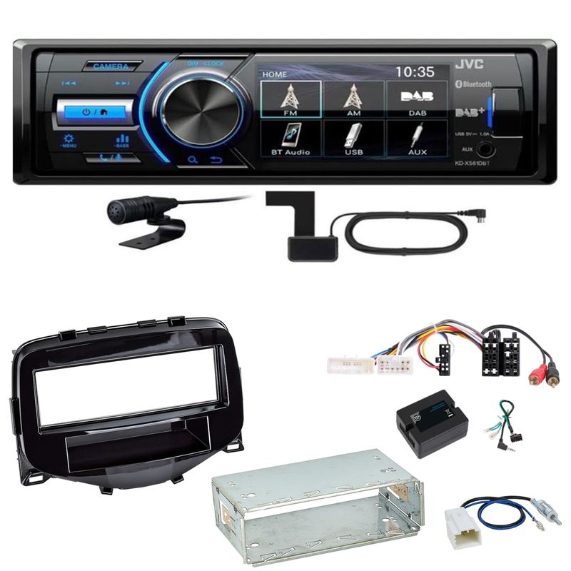 JVC KD-X561DBT DAB+ Bluetooth USB Einbauset Toyota Aygo Peugeot 108 Citroen C1