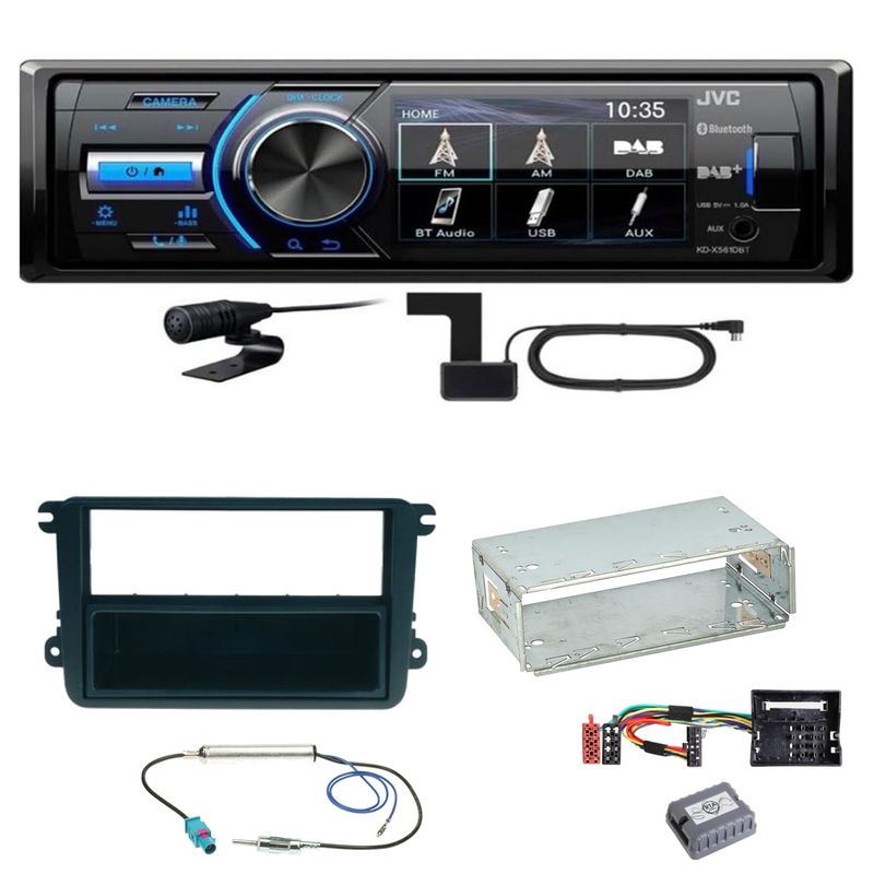 JVC KD-X561DBT DAB+ Bluetooth USB Einbauset für Skoda Fabia Roomster Praktik JVC KD-X561DBT DAB+ Bluetooth USB Einbauset für Skoda Fabia Roomster Praktik
