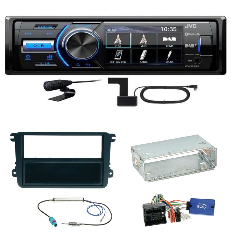 JVC KD-X561DBT DAB+ Bluetooth USB Einbauset für Seat Leon Alhambra Altea XL