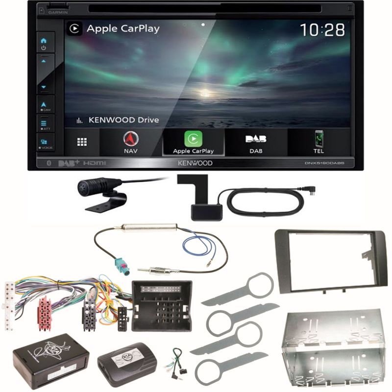 Kenwood DNX-5190DABS Navi Carplay Android Auto USB Einbauset für Audi A3 8P 8PA