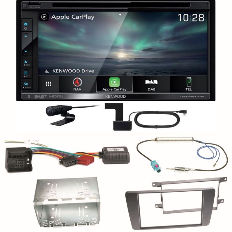 Kenwood DNX-5190DABS Navi Carplay DAB+ USB Einbauset für Skoda Octavia 2 Yeti 5L