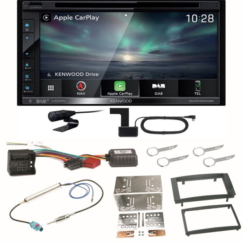 Kenwood DNX-5190DABS Navi Carplay Bluetooth Einbauset für T5 2003-2015 Multivan