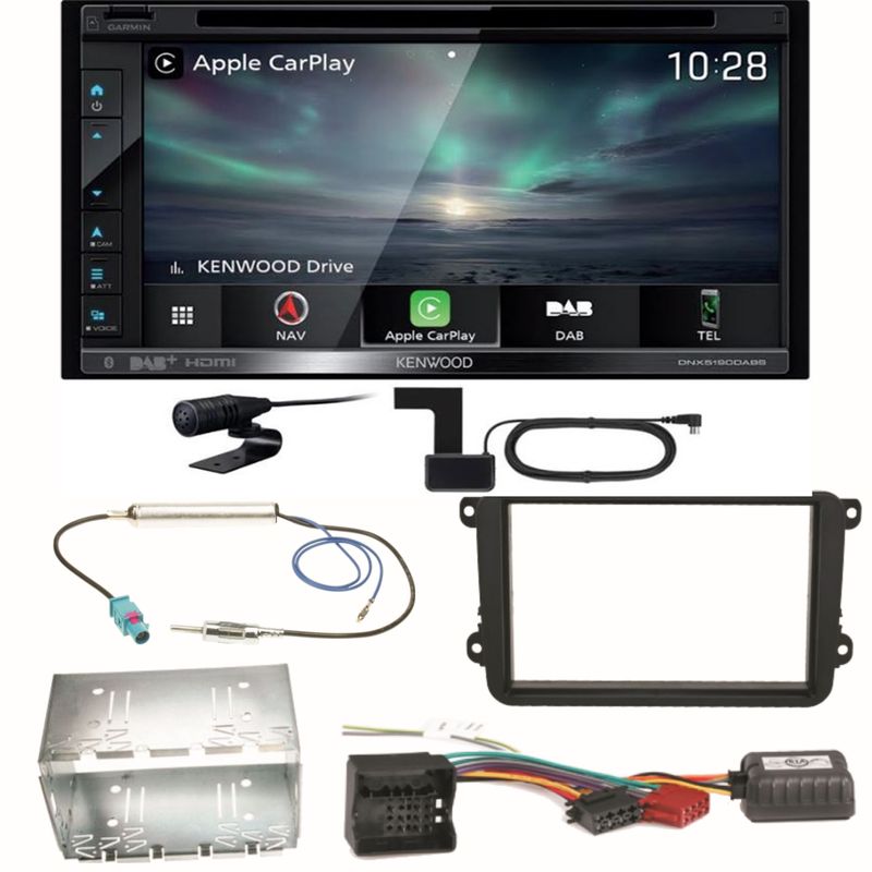 Kenwood DNX-5190DABS Navi CarPlay CD Einbauset für Skoda Fabia Roomster Praktik Kenwood DNX-5190DABS Navi CarPlay CD Einbauset für Skoda Fabia Roomster Praktik