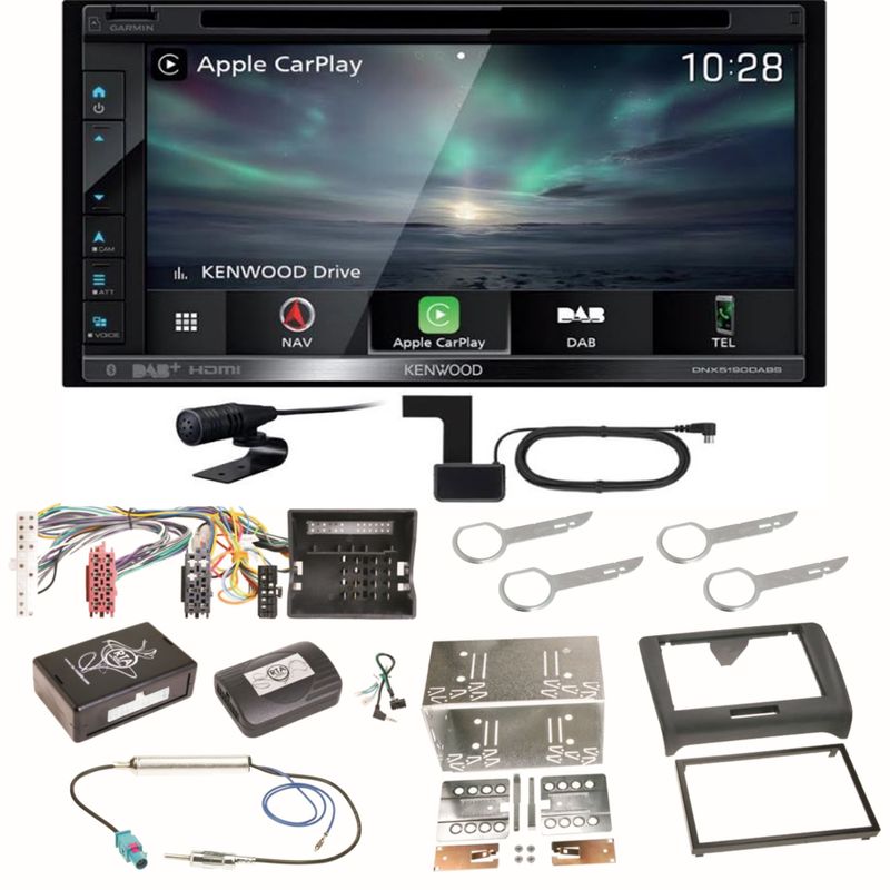 Kenwood DNX-5190DABS Navi Carplay Digitalradio CD USB Einbauset für Audi TT 8J Kenwood DNX-5190DABS Navi Carplay Digitalradio CD USB Einbauset für Audi TT 8J