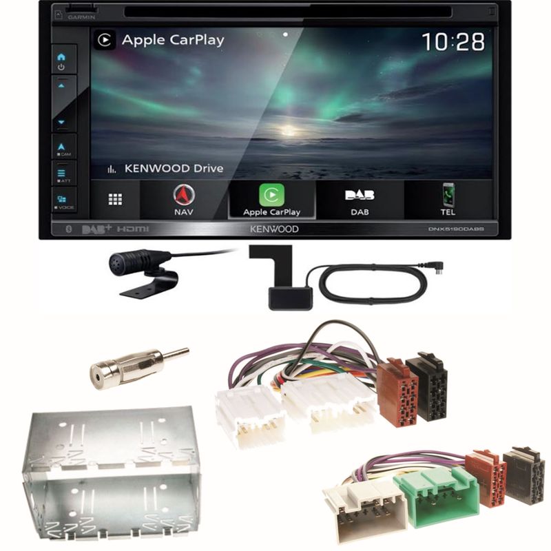 Kenwood DNX-5190DABS Navi Carplay Bluetooth DAB+ Einbauset für Volvo S40 V40 850