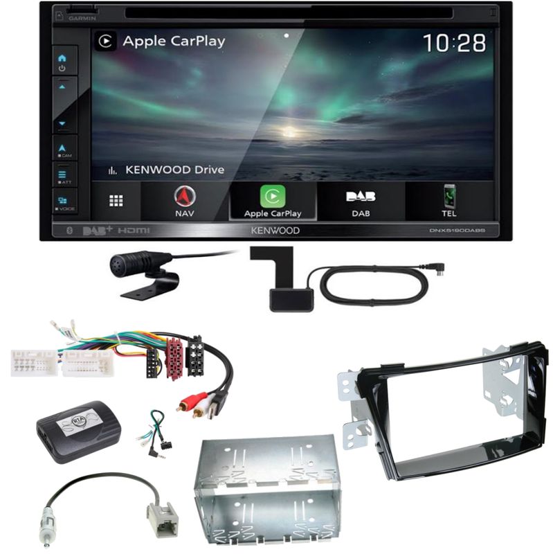 Kenwood DNX-5190DABS Navi Carplay Bluetooth MP3 CD Einbauset für Hyundai i40 VF