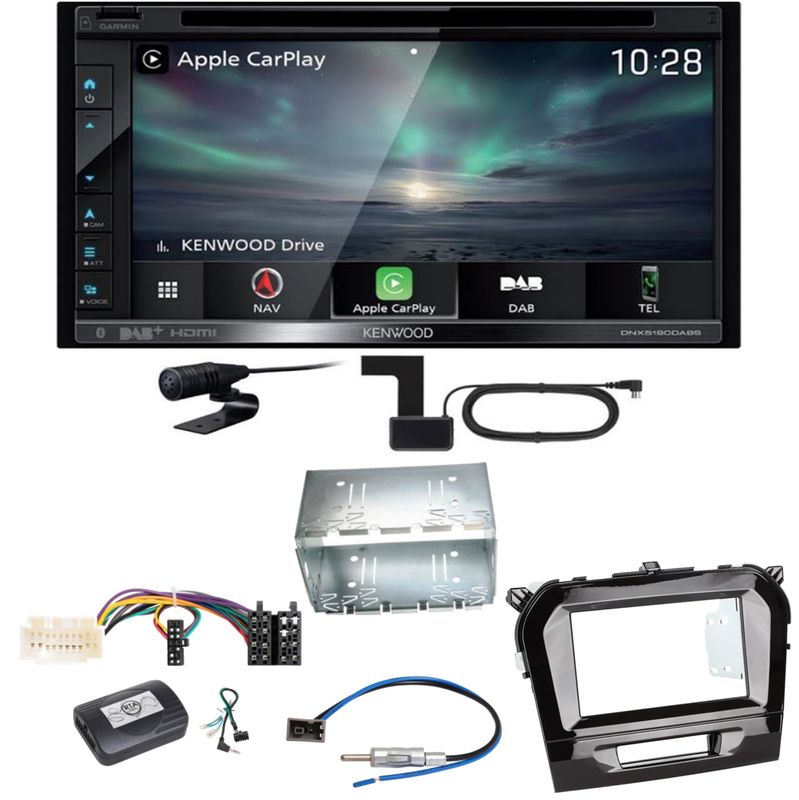 Kenwood DNX-5190DABS Navi Bluetooth CarPlay MP3 Einbauset für Suzuki Vitara LY Kenwood DNX-5190DABS Navi Bluetooth CarPlay MP3 Einbauset für Suzuki Vitara LY