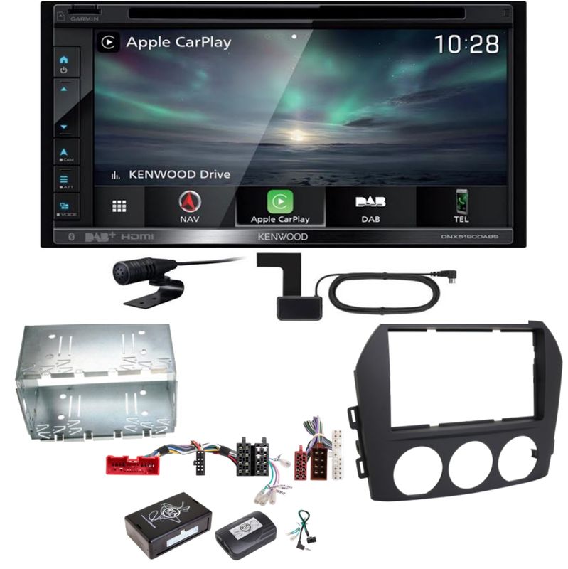 Kenwood DNX-5190DABS Navi Carplay Bluetooth MP3 Einbauset für Mazda MX-5 NC FL Kenwood DNX-5190DABS Navi Carplay Bluetooth MP3 Einbauset für Mazda MX-5 NC FL
