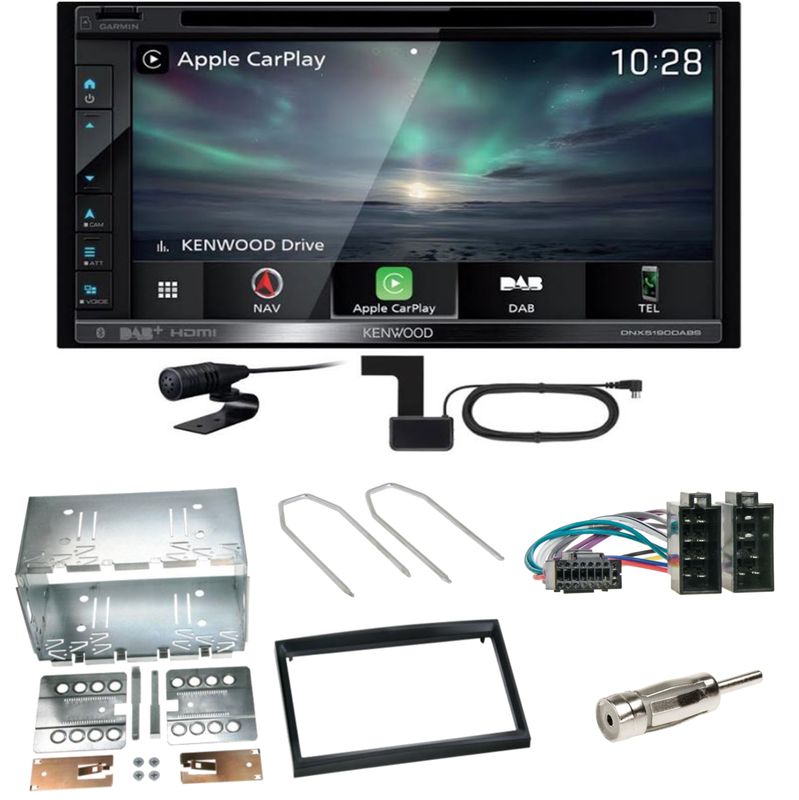 Kenwood DNX-5190DABS Navi Carplay WMA Einbauset für Peugeot 307 Citroen C2 C3 Kenwood DNX-5190DABS Navi Carplay WMA Einbauset für Peugeot 307 Citroen C2 C3