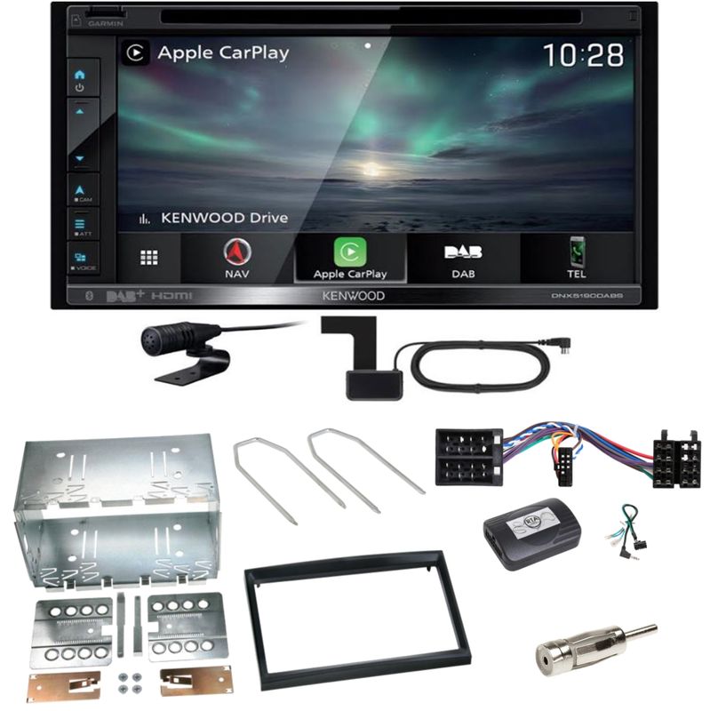 Kenwood DNX-5190DABS Navi CarPlay CD MP3 Einbauset für Peugeot 307 Citroen C2 C3 Kenwood DNX-5190DABS Navi CarPlay CD MP3 Einbauset für Peugeot 307 Citroen C2 C3