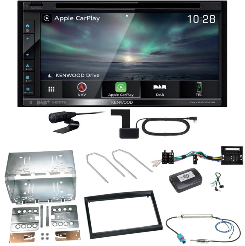 Kenwood DNX-5190DABS Navi CarPlay CD Einbauset für Citroen C2 C3 Berlingo Jumpy