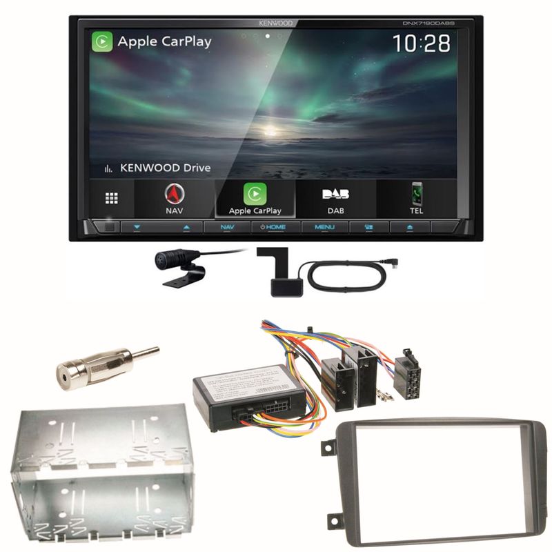 Kenwood DNX-7190DABS Carplay Einbauset für Mercedes C-Klasse W203 CLK W208 W209