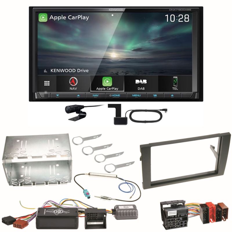 Kenwood DNX-7190DABS Android Auto Carplay Einbauset für Seat Exeo Audi A4 B6 B7 Kenwood DNX-7190DABS Android Auto Carplay Einbauset für Seat Exeo Audi A4 B6 B7