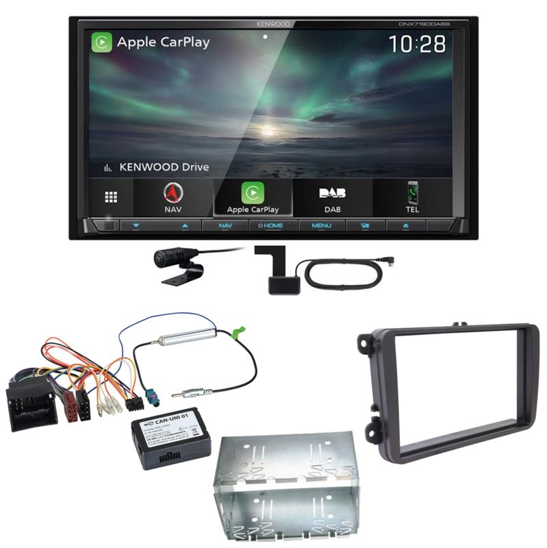 Kenwood DNX-7190DABS Android Auto DAB+ Einbauset für Tiguan Amarok Caddy Jetta