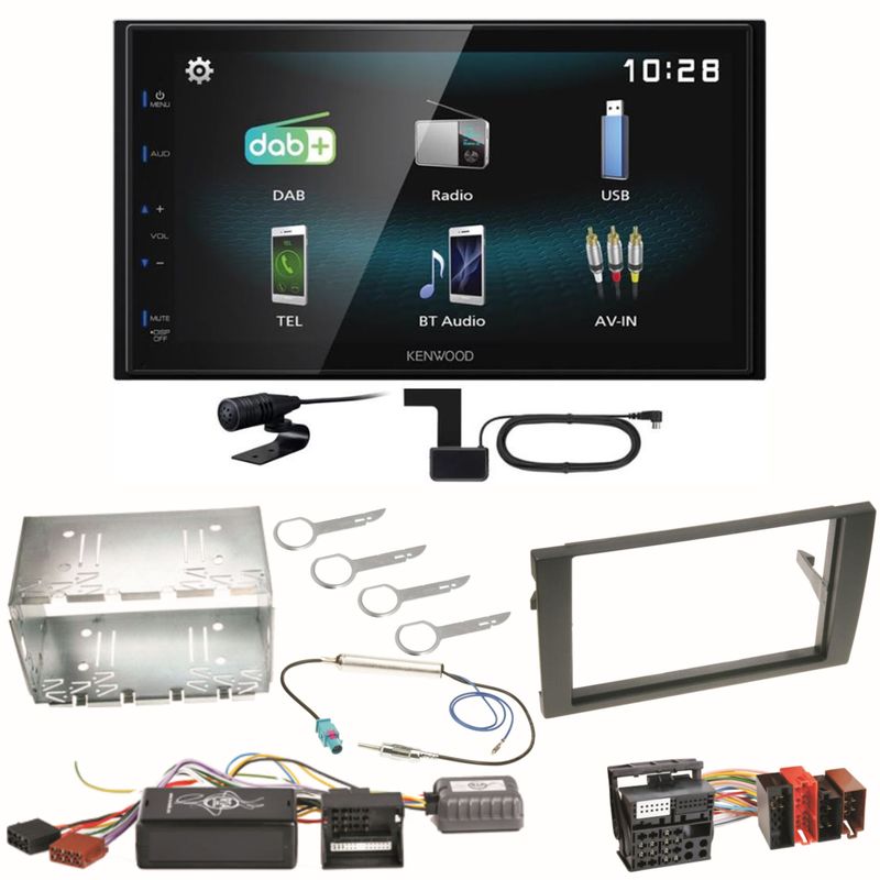 Kenwood DMX-125DAB Bluetooth USB MP3 DAB+ Einbauset für Seat Exeo Audi A4 B6 B7 Kenwood DMX-125DAB Bluetooth USB MP3 DAB+ Einbauset für Seat Exeo Audi A4 B6 B7