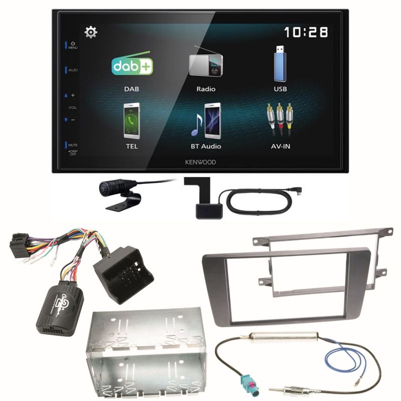 Kenwood DMX-125DAB Bluetooth USB MP3 DAB+ Einbauset für Skoda Octavia 2 Yeti 5L