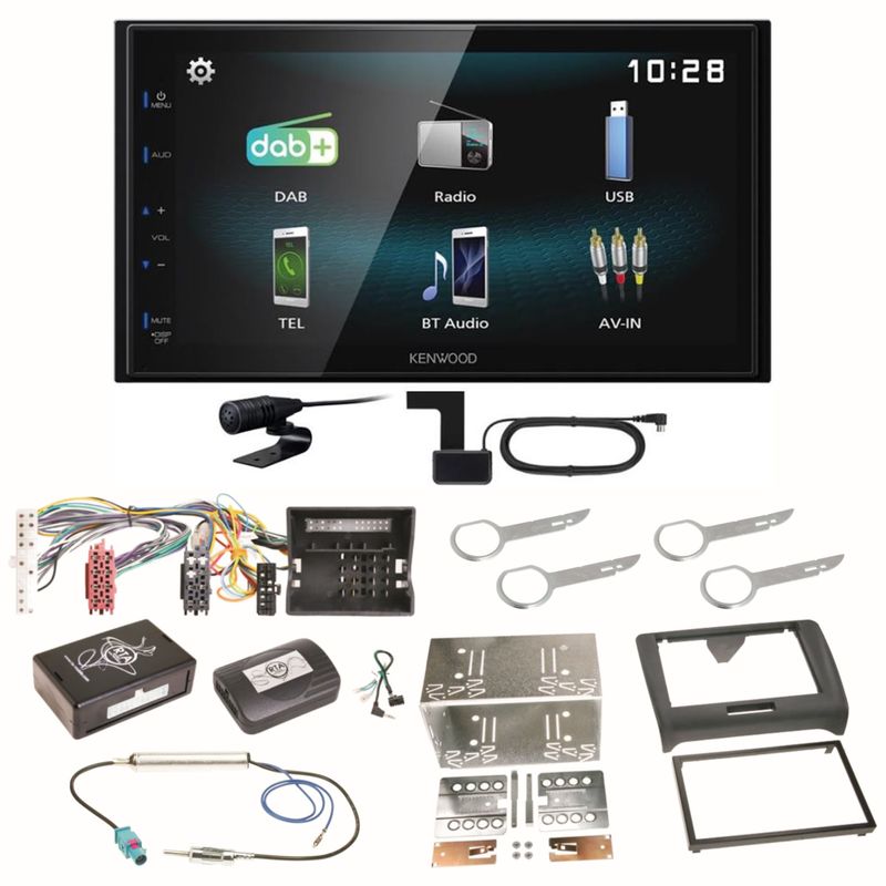 Kenwood DMX-125DAB Bluetooth Digitalradio MP3 USB DAB+ Einbauset für Audi TT 8J Kenwood DMX-125DAB Bluetooth Digitalradio MP3 USB DAB+ Einbauset für Audi TT 8J
