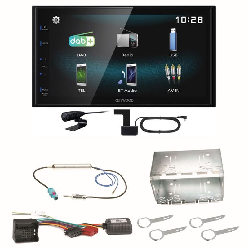 Kenwood DMX-125DAB Bluetooth MP3 Digitalradio USB Einbauset für Fox Polo 9N3 Kenwood DMX-125DAB Bluetooth MP3 Digitalradio USB Einbauset für Fox Polo 9N3