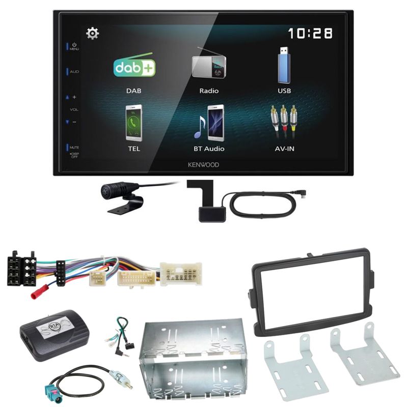 Kenwood DMX-125DAB Bluetooth MP3 USB DAB+ Einbauset für Dacia Duster Lodgy Logan