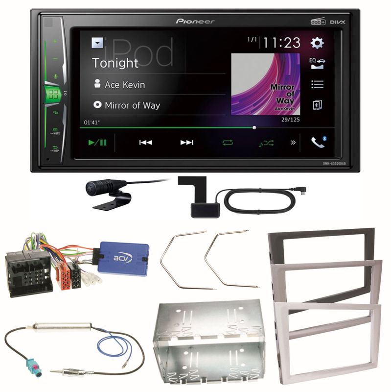 Pioneer DMH-A3300DAB Bluetooth Einbauset für Opel Vectra C Meriva Vivaro Combo