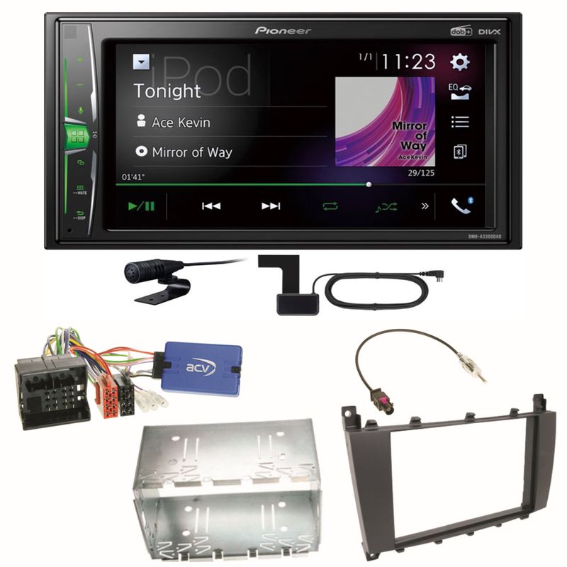 Pioneer DMH-A3300DAB DAB+ Einbauset für Mercedes C-Klasse W203 CLC CL203 S203 Pioneer DMH-A3300DAB DAB+ Einbauset für Mercedes C-Klasse W203 CLC CL203 S203