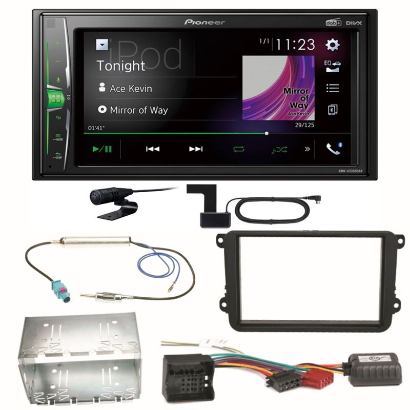 Pioneer DMH-A3300DAB Bluetooth USB Einbauset für Skoda Fabia Roomster Praktik Pioneer DMH-A3300DAB Bluetooth USB Einbauset für Skoda Fabia Roomster Praktik