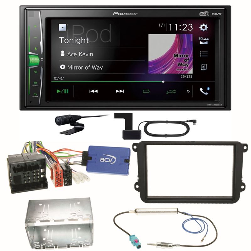 Pioneer DMH-A3300DAB Bluetooth MP3 Einbauset für Seat Alhambra Altea XL Leon