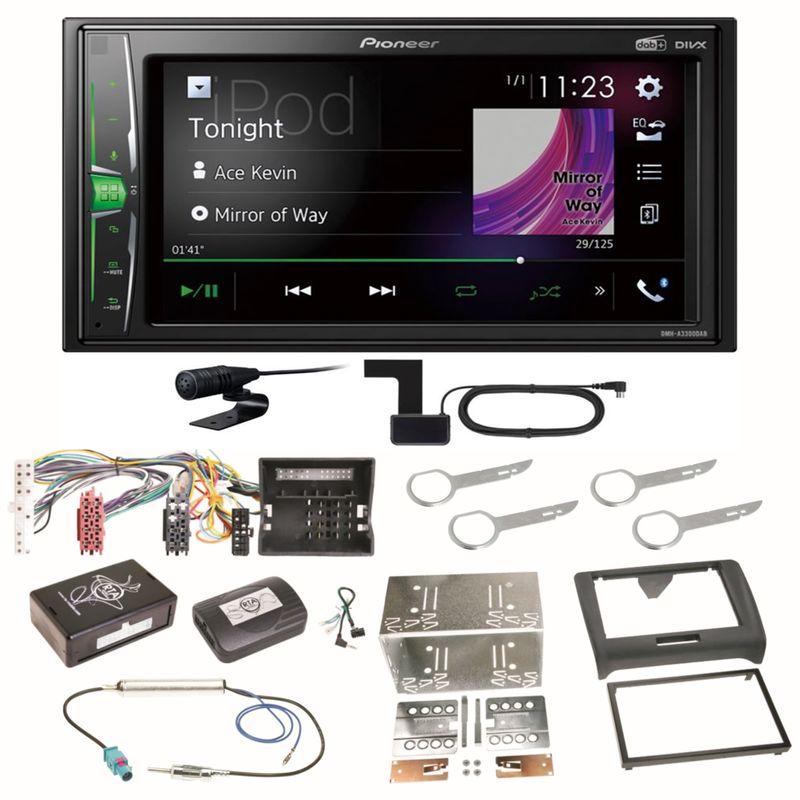 Pioneer DMH-A3300DAB Bluetooth WebLink MP3 USB DAB+ Einbauset für Audi TT 8J Pioneer DMH-A3300DAB Bluetooth WebLink MP3 USB DAB+ Einbauset für Audi TT 8J