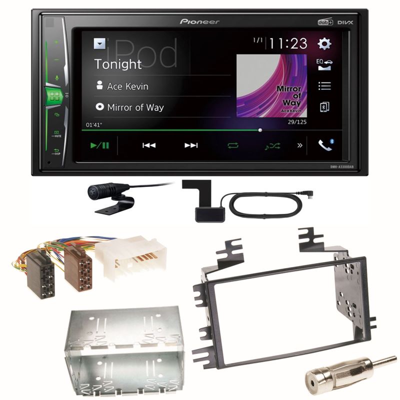 Pioneer DMH-A3300DAB Bluetooth MP3 DAB+ USB Einbauset für Kia Sportage JE Rio JB