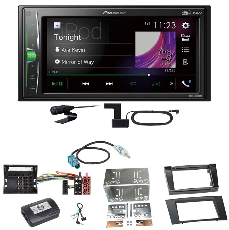 Pioneer DMH-A3300DAB Bluetooth MP3 USB DAB+ Einbauset für Mercedes W211 CLS W219 Pioneer DMH-A3300DAB Bluetooth MP3 USB DAB+ Einbauset für Mercedes W211 CLS W219