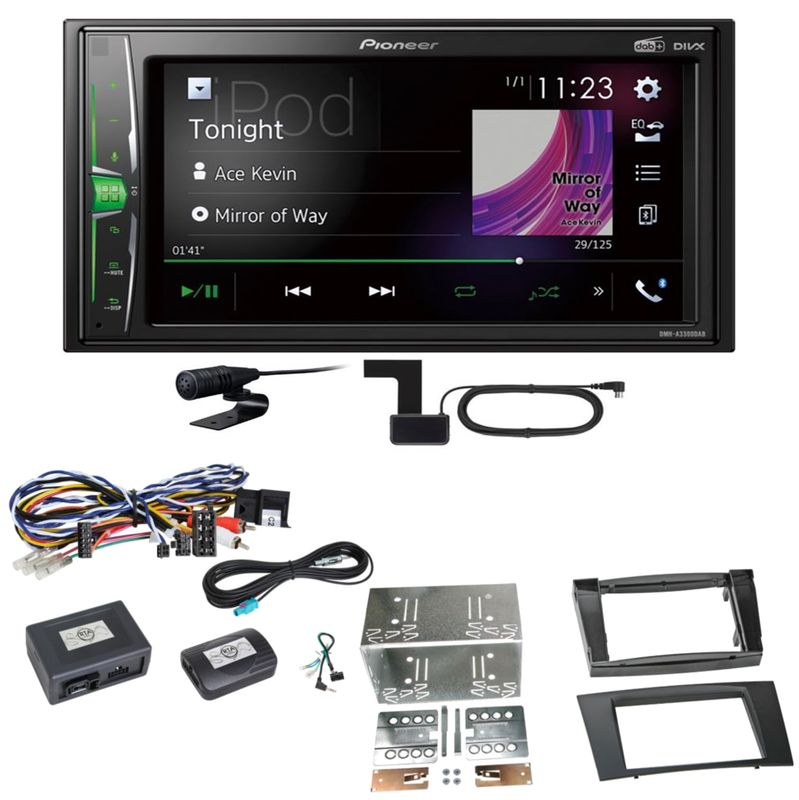 Pioneer DMH-A3300DAB Bluetooth MP3 USB DAB+ Einbauset für Mercedes W211 CLS W219 Pioneer DMH-A3300DAB Bluetooth MP3 USB DAB+ Einbauset für Mercedes W211 CLS W219