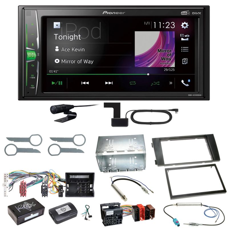 Pioneer DMH-A3300DAB Bluetooth MP3 USB DAB+ Einbauset für Audi A6 4B Facelift Pioneer DMH-A3300DAB Bluetooth MP3 USB DAB+ Einbauset für Audi A6 4B Facelift