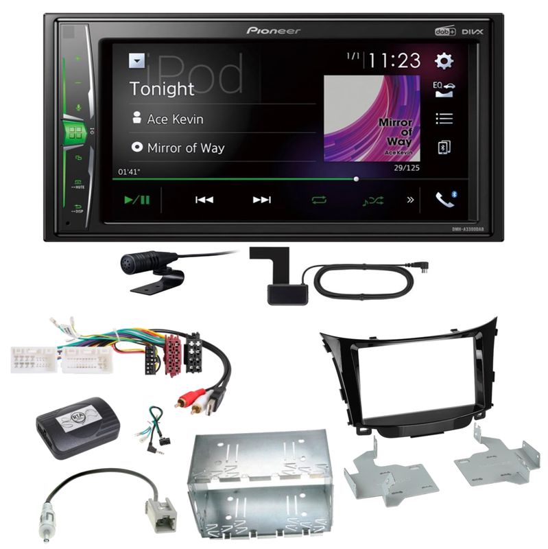 Pioneer DMH-A3300DAB Bluetooth MP3 USB DAB+ Einbauset für Hyundai i30 GD GDH