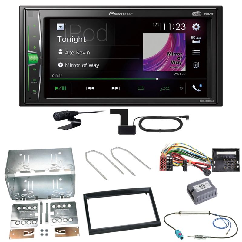 Pioneer DMH-A3300DAB Bluetooth USB Einbauset für Citroen C2 C3 Berlingo Jumpy