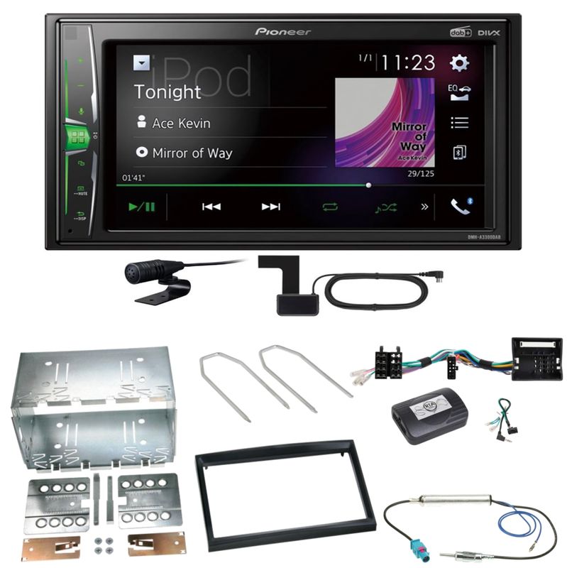 Pioneer DMH-A3300DAB Bluetooth USB Einbauset für Peugeot 207 307 Partner Expert Pioneer DMH-A3300DAB Bluetooth USB Einbauset für Peugeot 207 307 Partner Expert