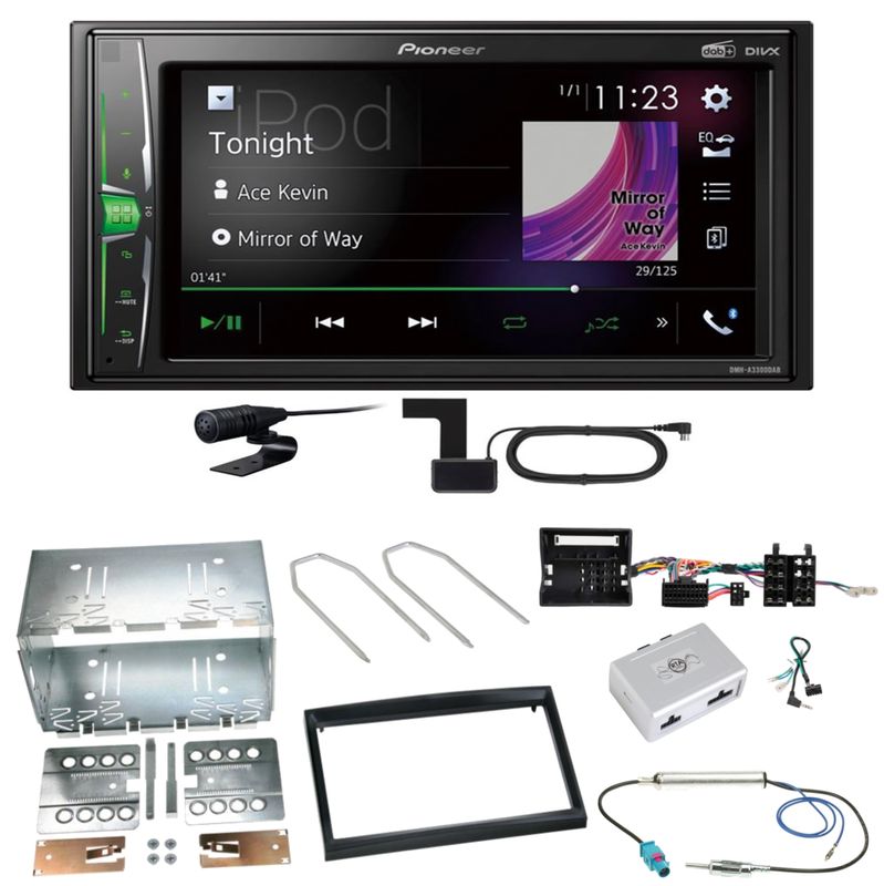Pioneer DMH-A3300DAB Bluetooth USB Einbauset für Peugeot 207 307 Partner Expert Pioneer DMH-A3300DAB Bluetooth USB Einbauset für Peugeot 207 307 Partner Expert