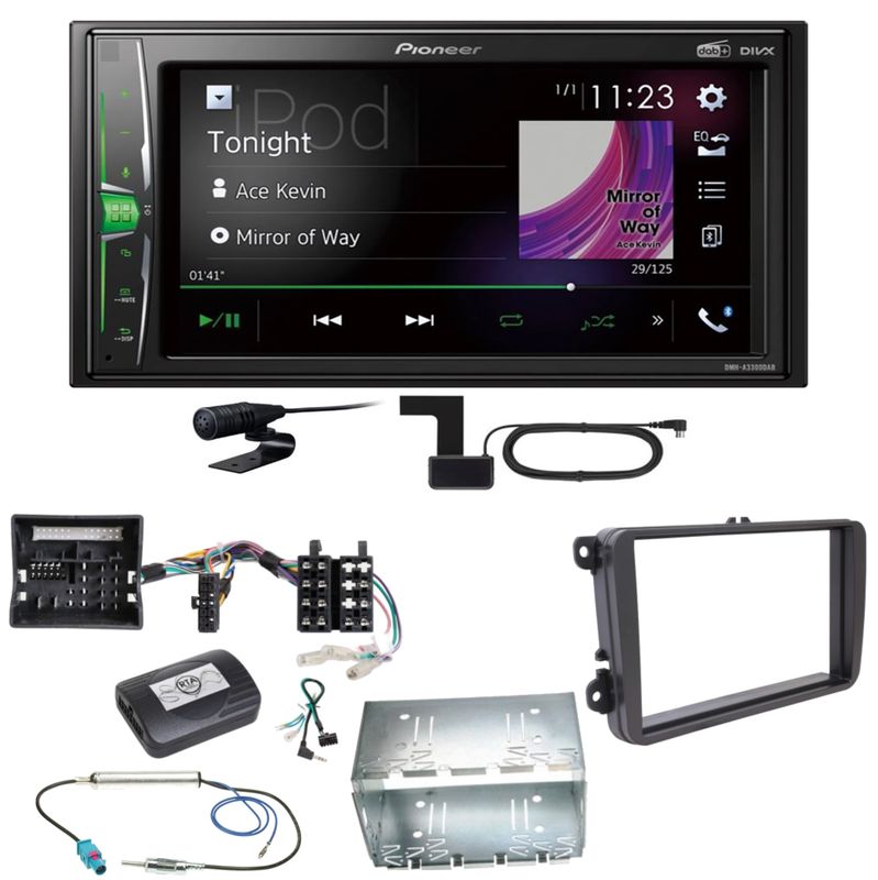 Pioneer DMH-A3300DAB Bluetooth MP3 USB Einbauset für Tiguan Amarok Caddy Jetta
