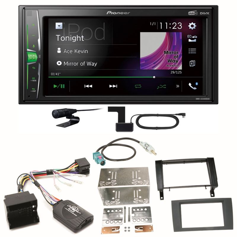 Pioneer DMH-A3300DAB Bluetooth MP3 USB Einbauset für Mercedes SLK R171 ab 2008